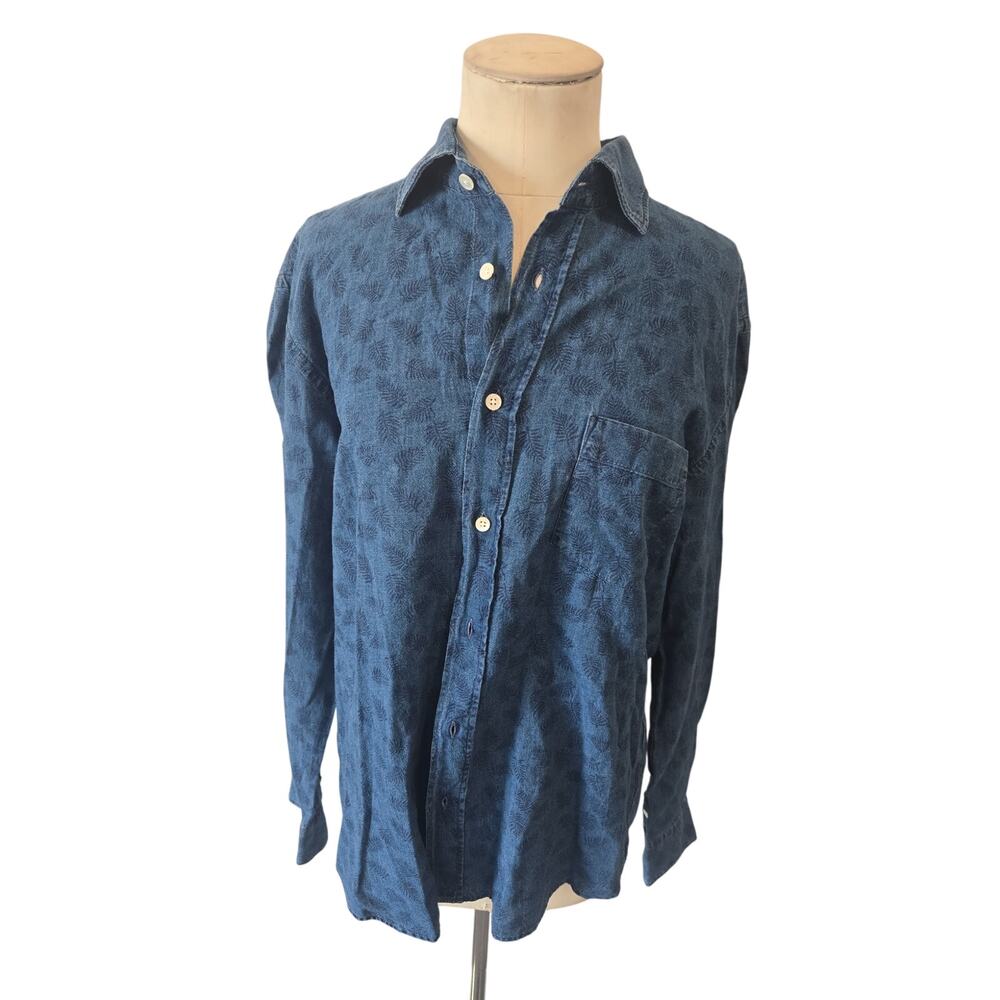 NWT Hartford Alternative‎ Classics Denim Blue Button-Down Shirt Men's Size L